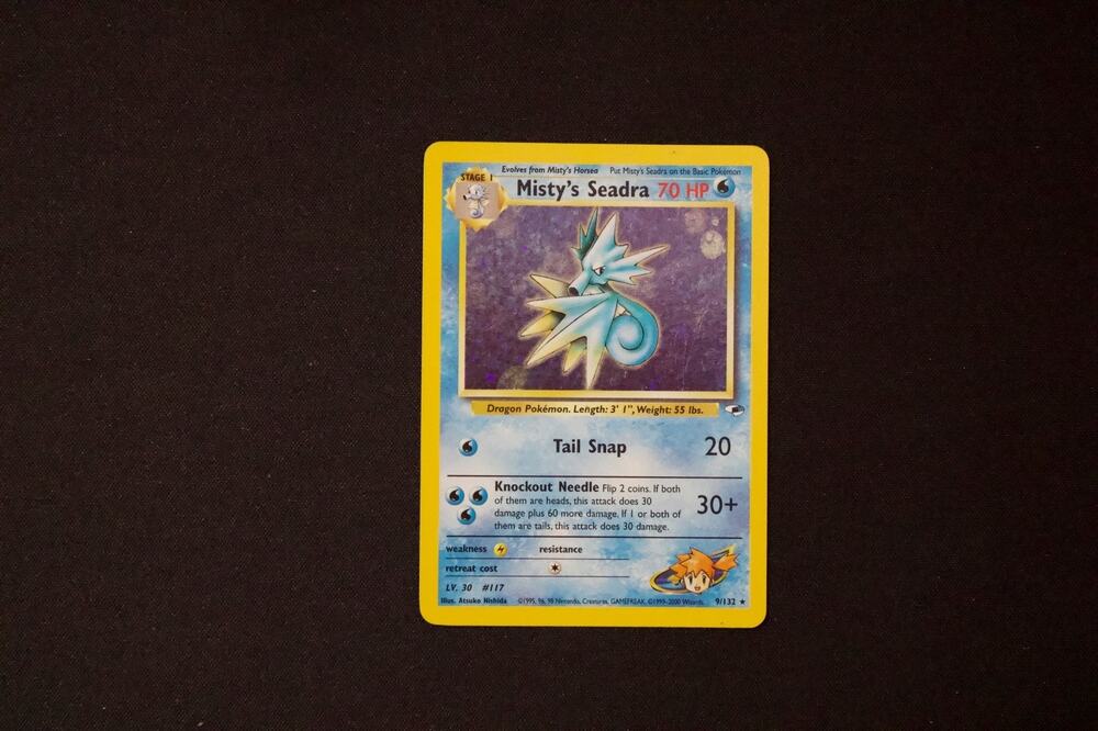 Misty's Seadra Holo Rare 9/132 Gym Heroes Vintage Pokemon Card LP EX Unlimited